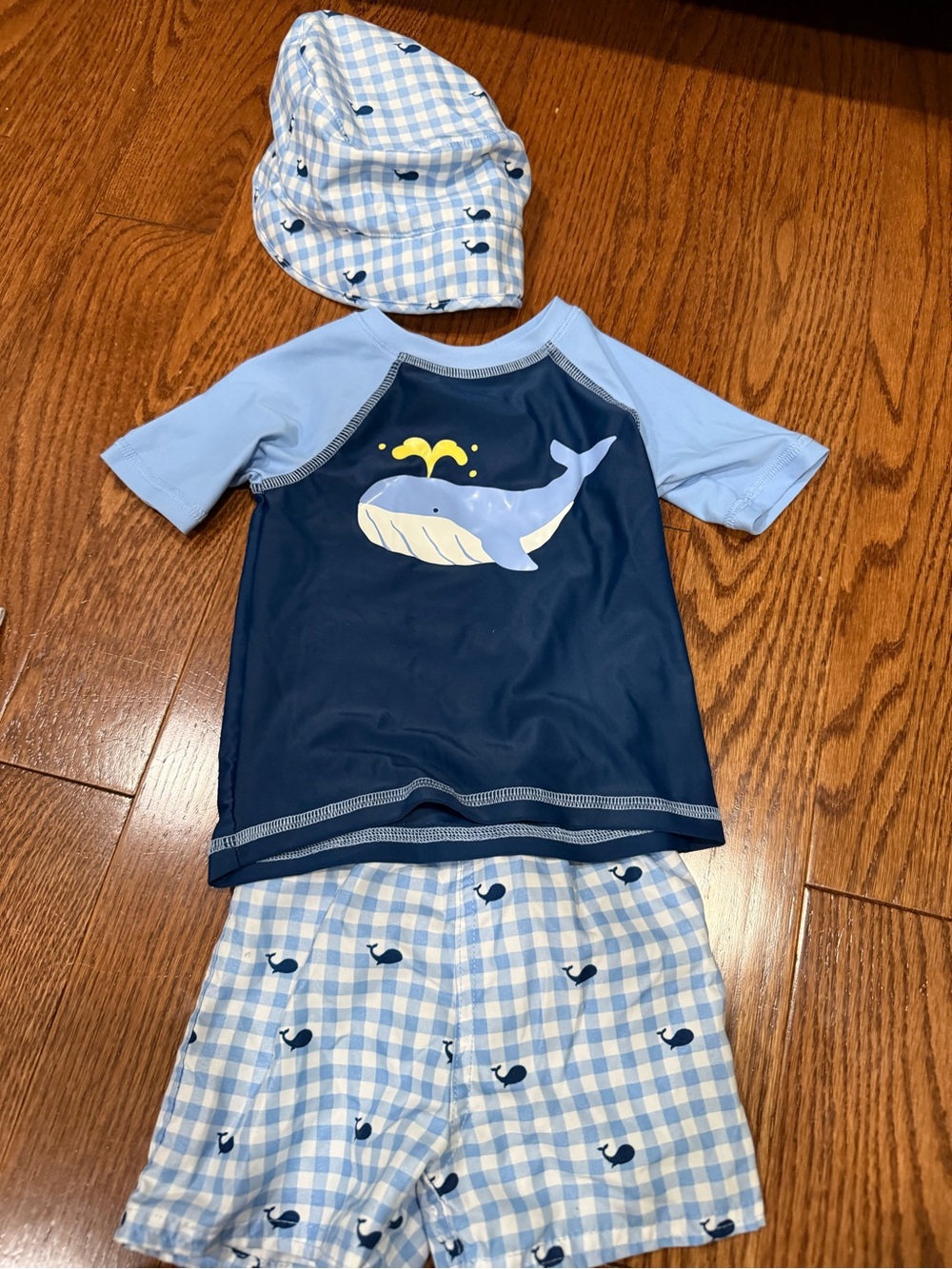 Kids Navy & Light Blue Whale Rash Guard Swim Set (Brand Unspecified)